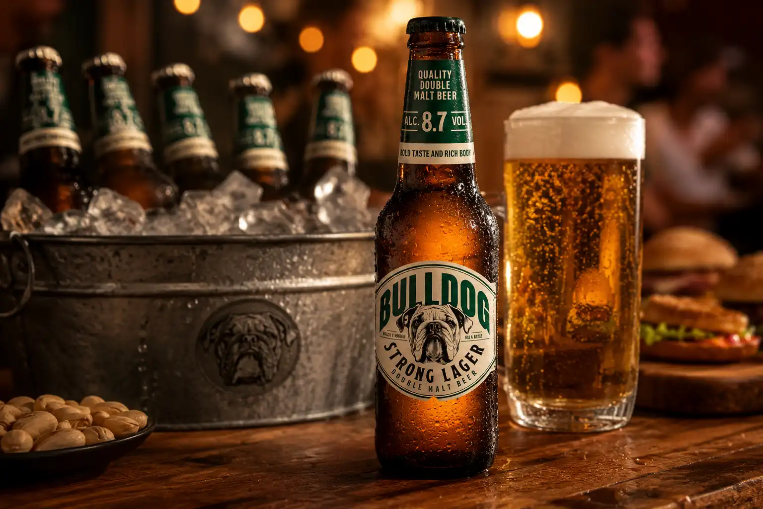 24 Pezzi Bulldog Birra Strong Lager Cl 33 Doppio Malto 8,7% Vol Bottiglie Pack