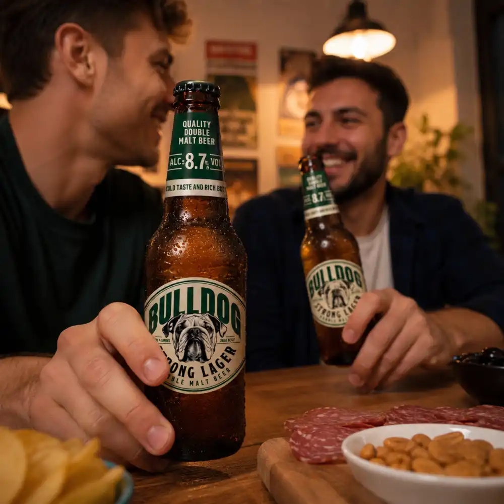 24 Pezzi Bulldog Birra Strong Lager Cl 33 Doppio Malto 8,7% Vol Bottiglie Pack