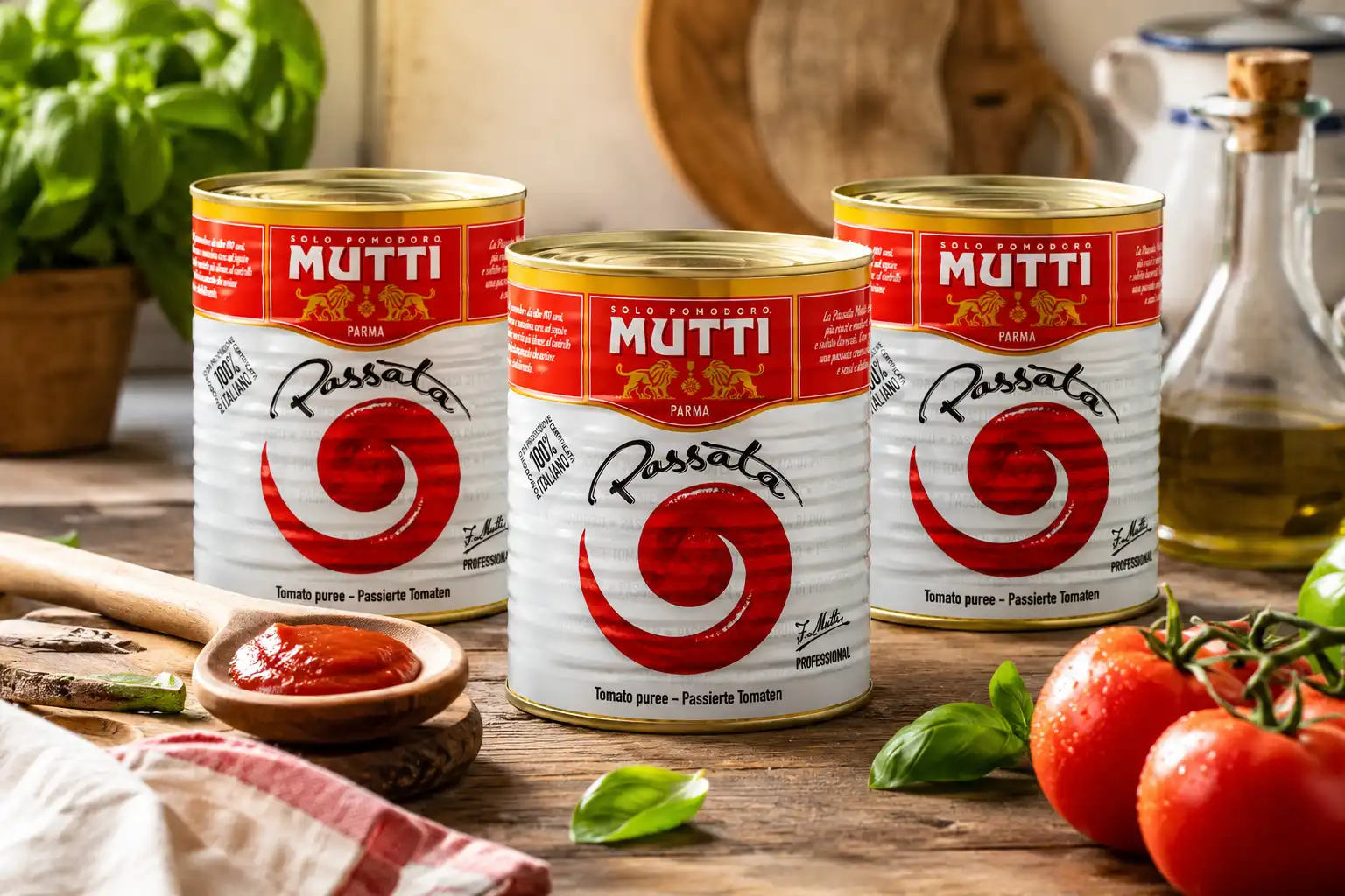 3 Pezzi Mutti Passata Di Pomodoro Kg 2,5 Polpa Italiana Professionale Latta