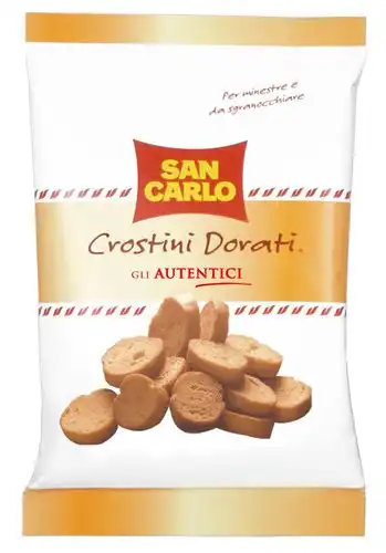 14 Pezzi San Carlo Crostini Dorati 75g Pane Tostato Snack Salato Italiano Pack