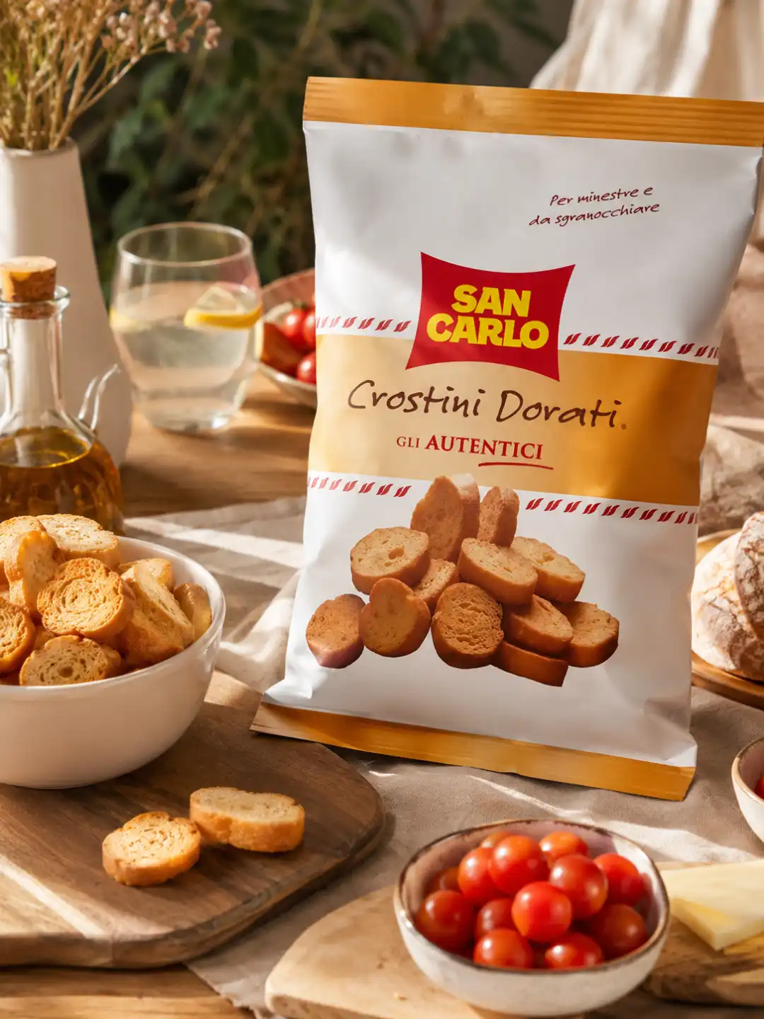14 Pezzi San Carlo Crostini Dorati 75g Pane Tostato Snack Salato Italiano Pack