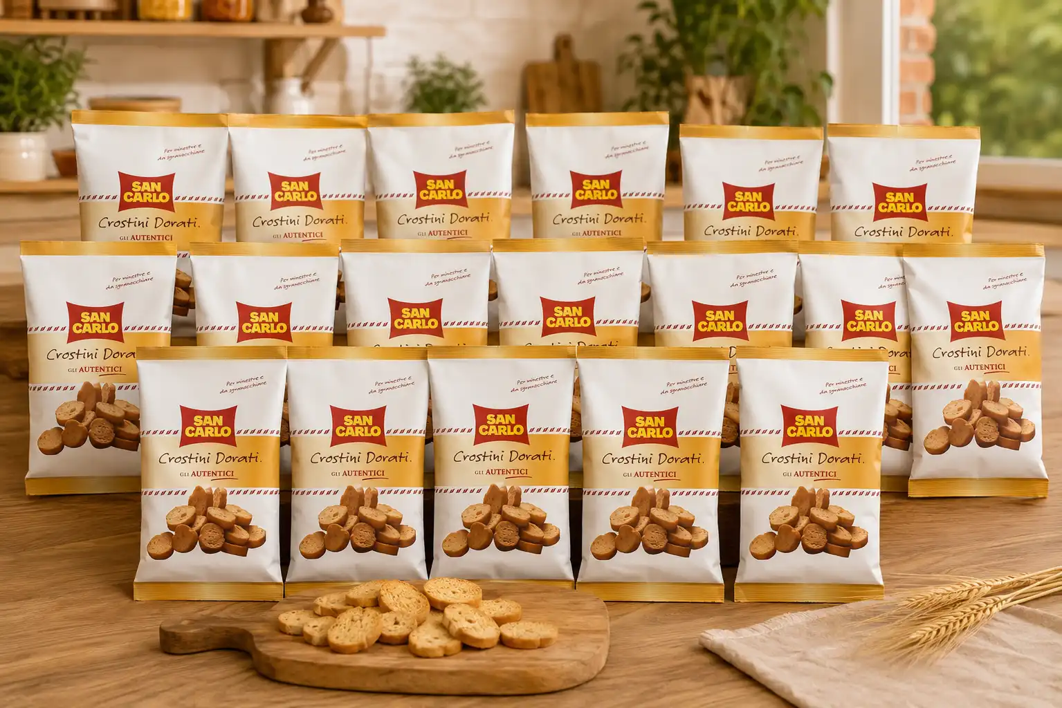 14 Pezzi San Carlo Crostini Dorati 75g Pane Tostato Snack Salato Italiano Pack