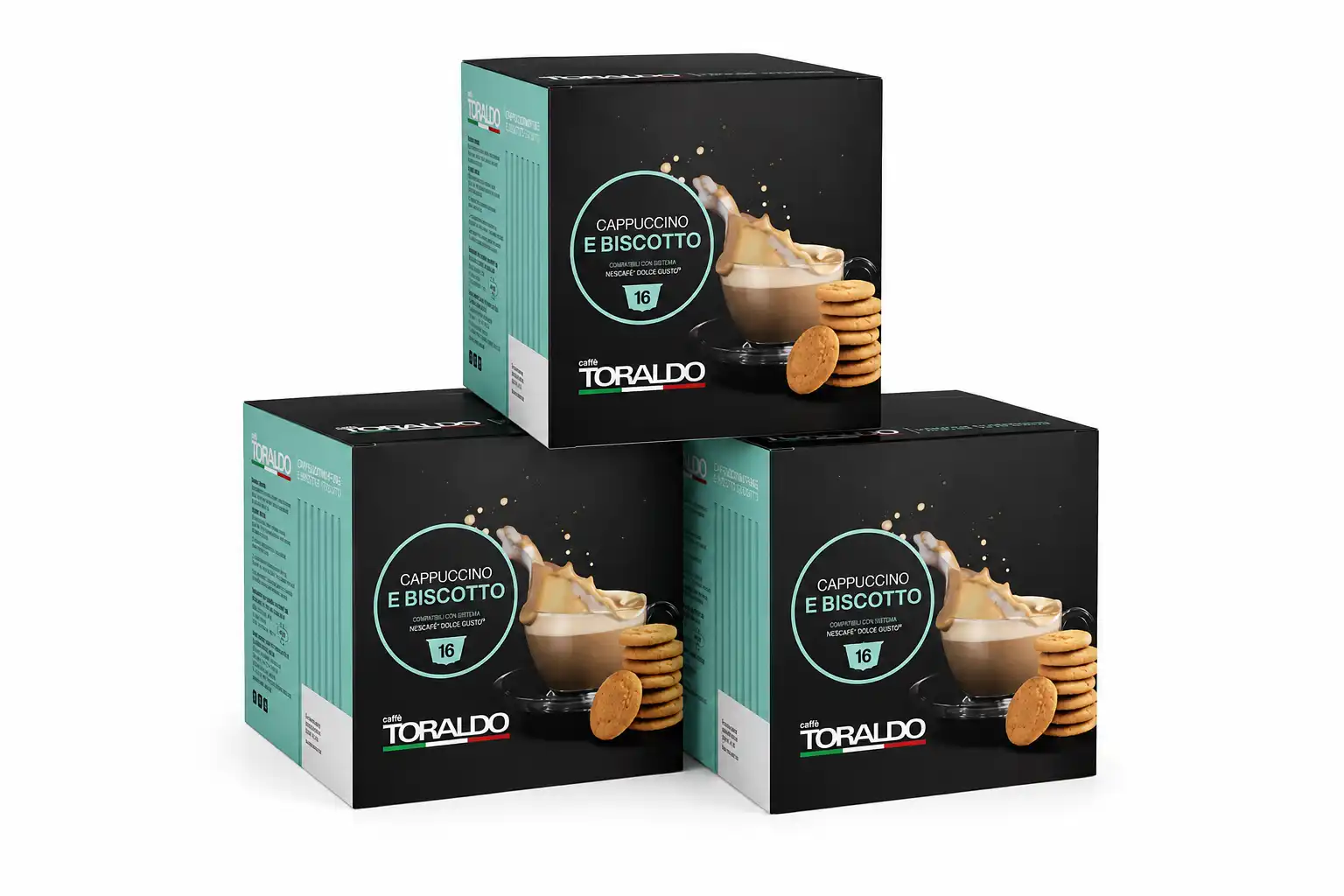 3 Toraldo Cappuccino Al Biscotto 16 Capsule Compatibili Nespresso Caffè Pack