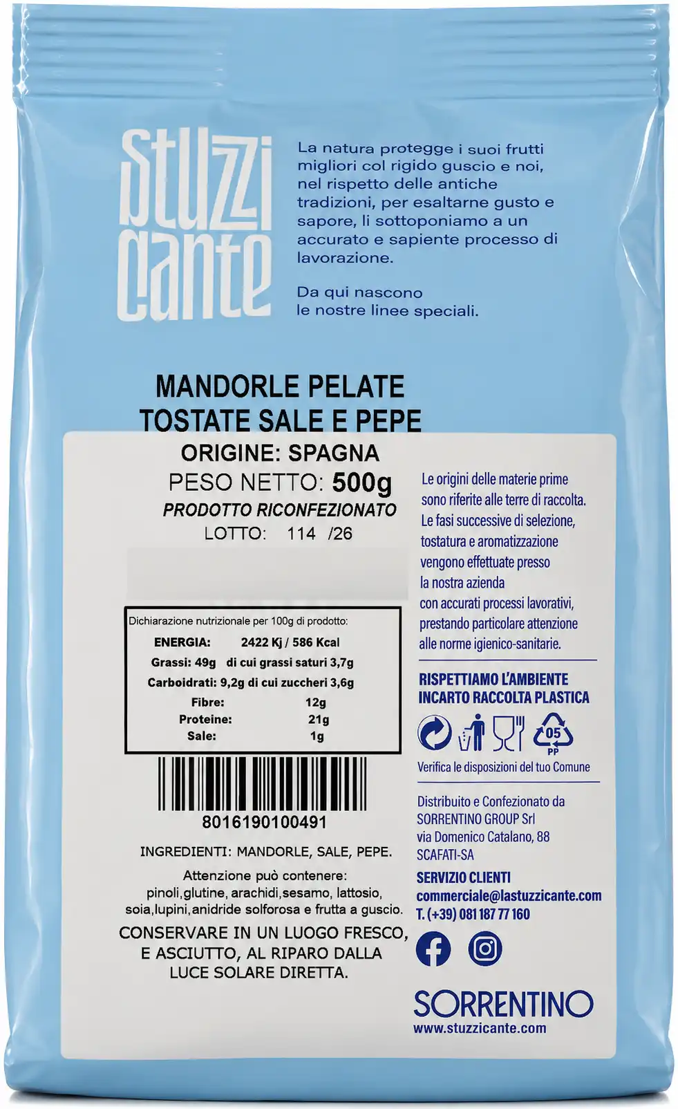 Mandorle Pelate Tostate Sale E Pepe 500g Origine Spagna Snack Croccante Naturale