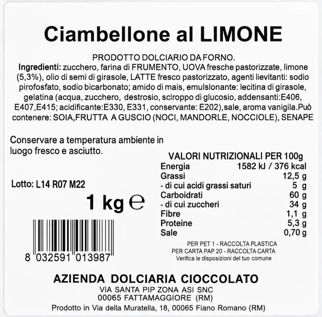 Ciambellone Al Limone Artigianale 1 Kg Dolce Da Forno Soffice Glassa Al Limone