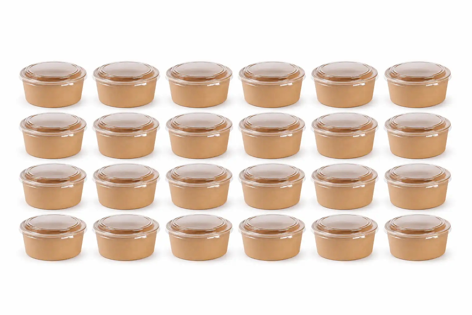 24 Contenitori Poke Carta 1000Ml Con Coperchio Decla Vaschette Asporto Alimenti