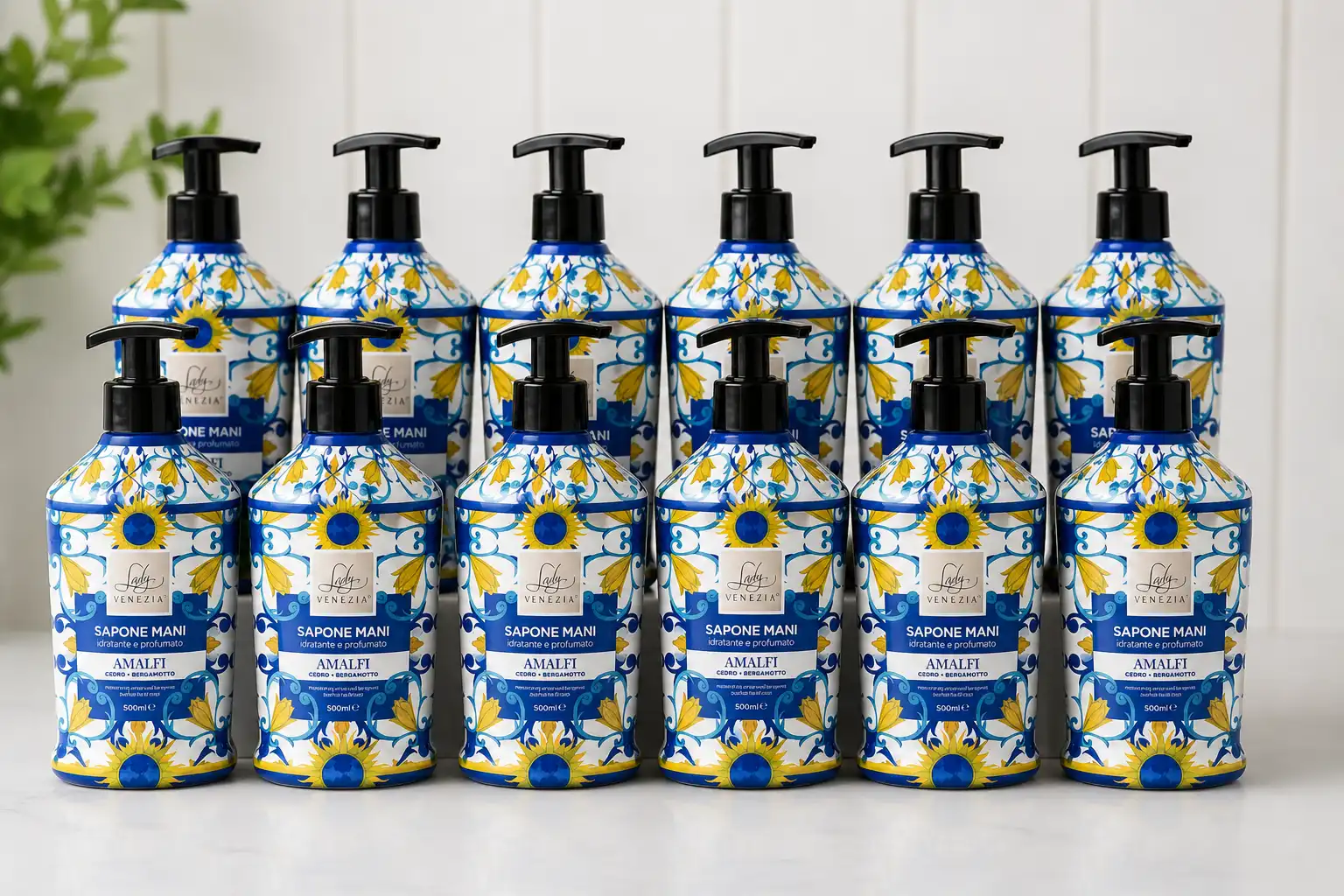 12 Sapone Mani Lady Venezia Amalfi 500Ml Idratante Profumato Con Dosatore Kit