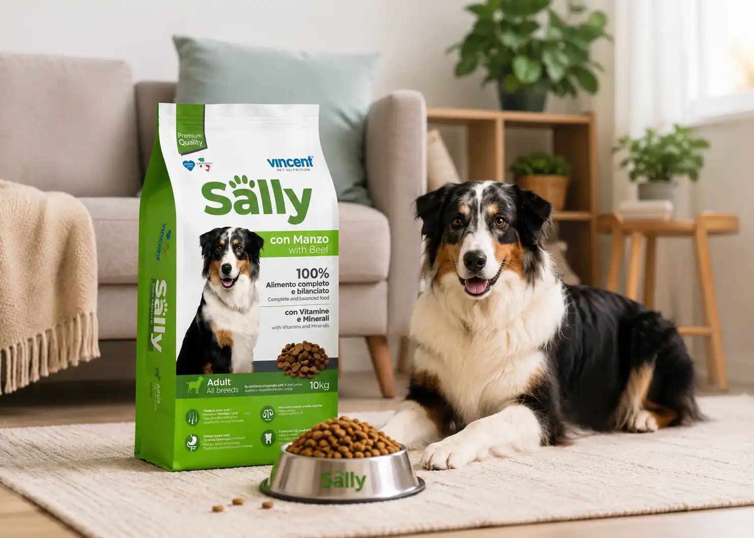 Sally Dog Crocchette Manzo 10Kg Alimento Completo Per Cani Adulti All Breeds