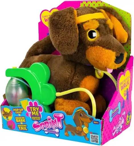 Sprint Pet Bassotto Al Guinzaglio Peluche Interattivo Rocco Giocattoli 18M+
