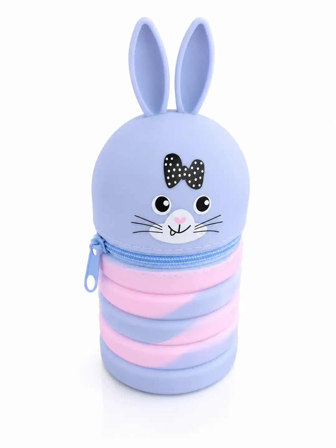 Portapenne Estensibile Silicone Coniglio Azzurro 13x6,8Cm Astuccio Scuola Zip