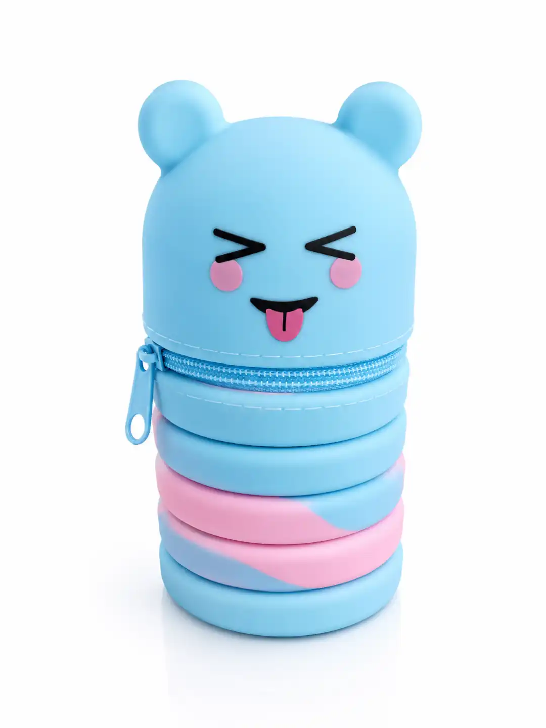 Portapenne Estensibile Silicone Orsetto Azzurro Cielo 13x6,8cm Astuccio Zip