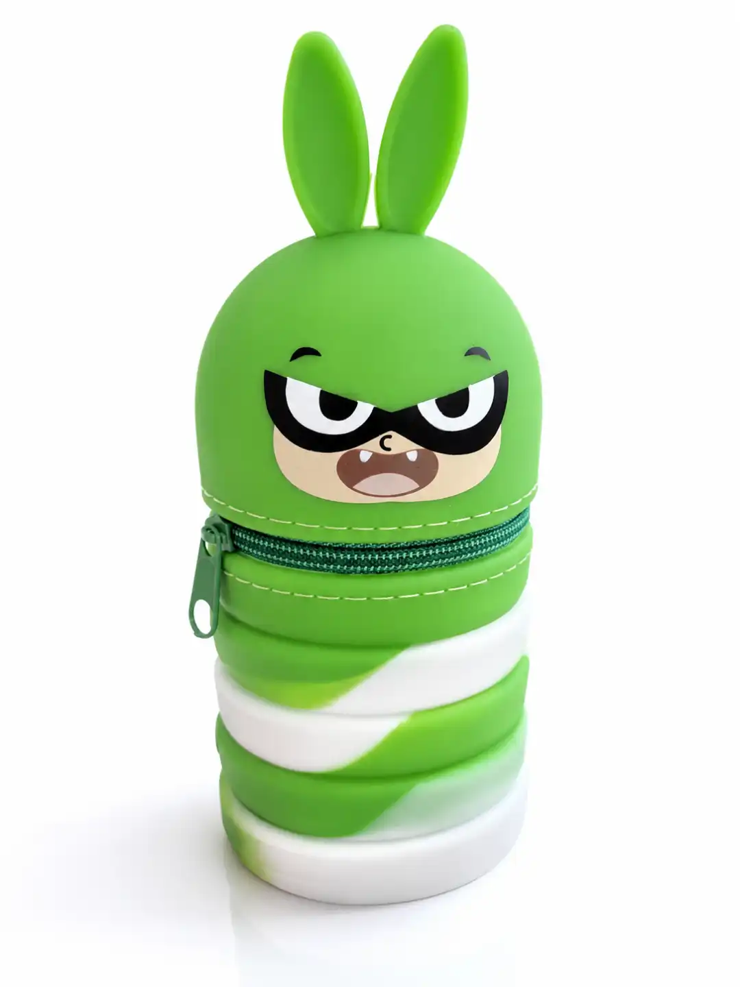 Portapenne Estensibile Silicone Coniglio Verde 13x6,8Cm Astuccio Scuola Bambini