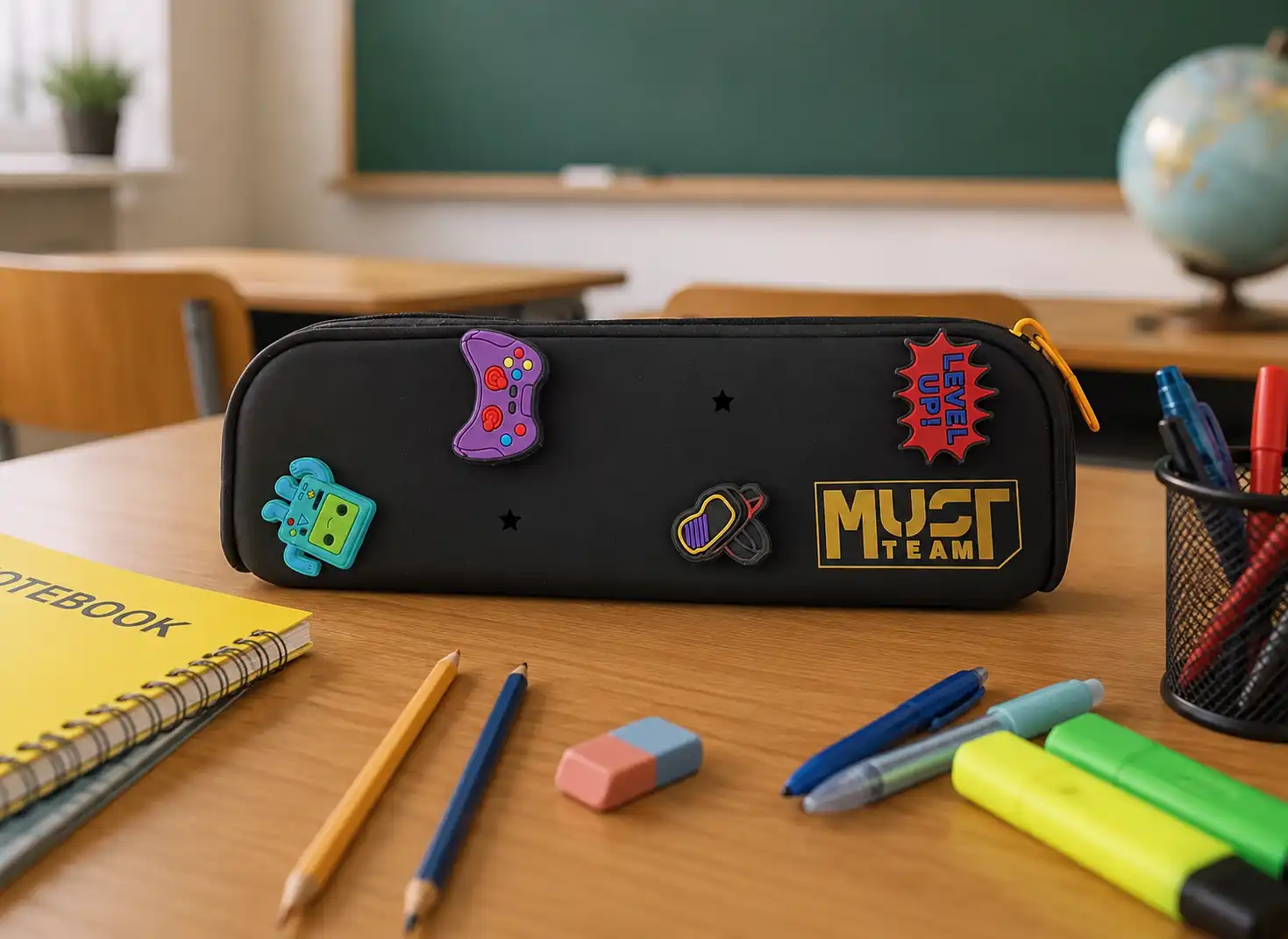 Astuccio In Silicone Nero 20x5x6Cm Portapenne Scuola Ufficio Porta Accessori