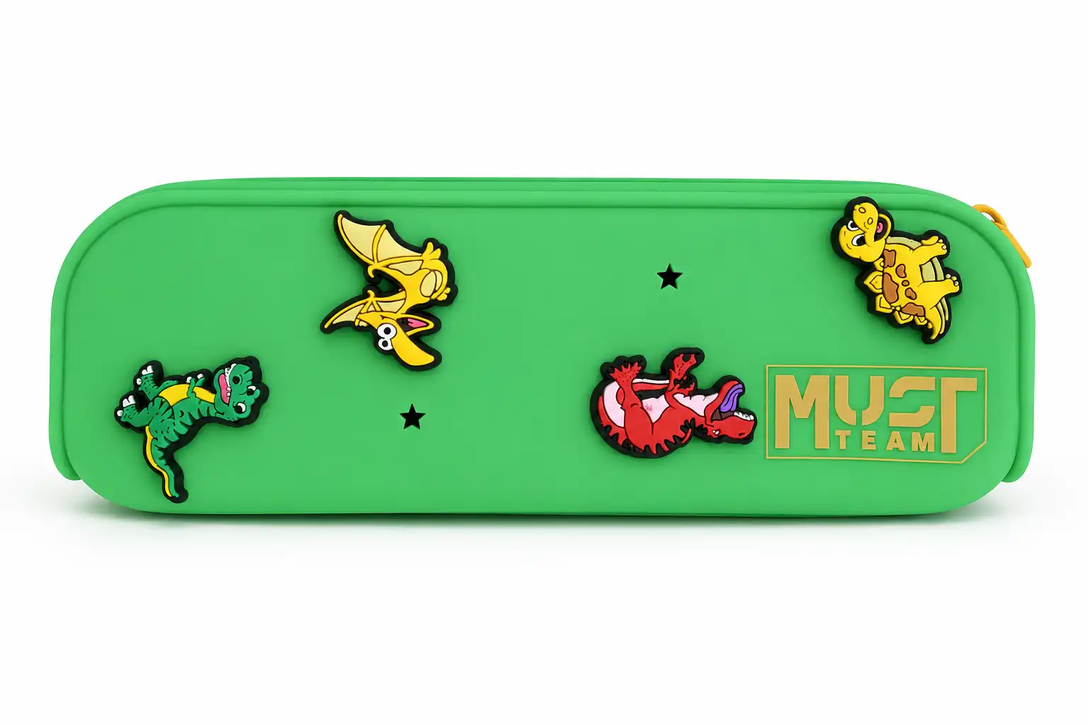 Astuccio In Silicone Verde Smeraldo 20x5x6Cm Portapenne Dinosauri Scuola Zip