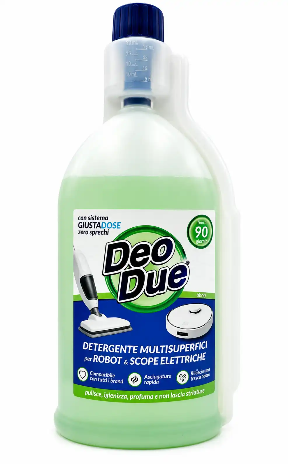 Deo Due Robot Lavapavimenti Scope Elettriche Detergente Verde 900ml Pulizia Casa
