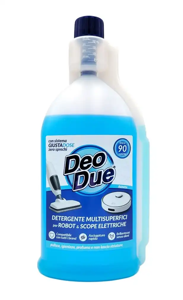 Deo Due Robot Lavapavimenti Scope Elettriche Detergente Blu 900ml Pavimenti Casa