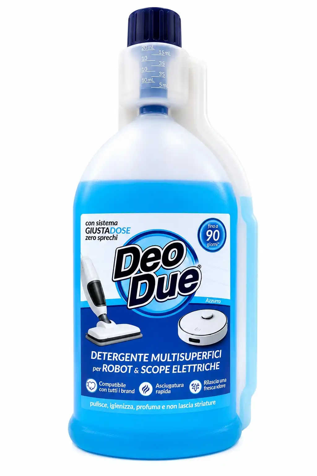 Deo Due Robot Lavapavimenti Scope Elettriche Detergente Blu 900ml Pavimenti Casa