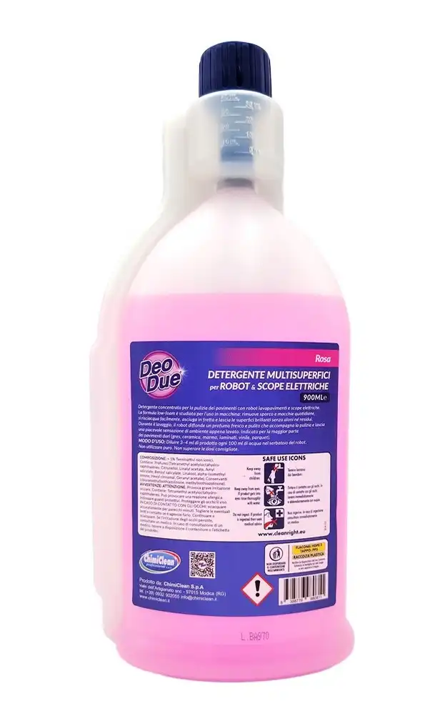 Deo Due Robot Lavapavimenti Scope Elettriche Detergente Rosa 900ml Pulizia Casa