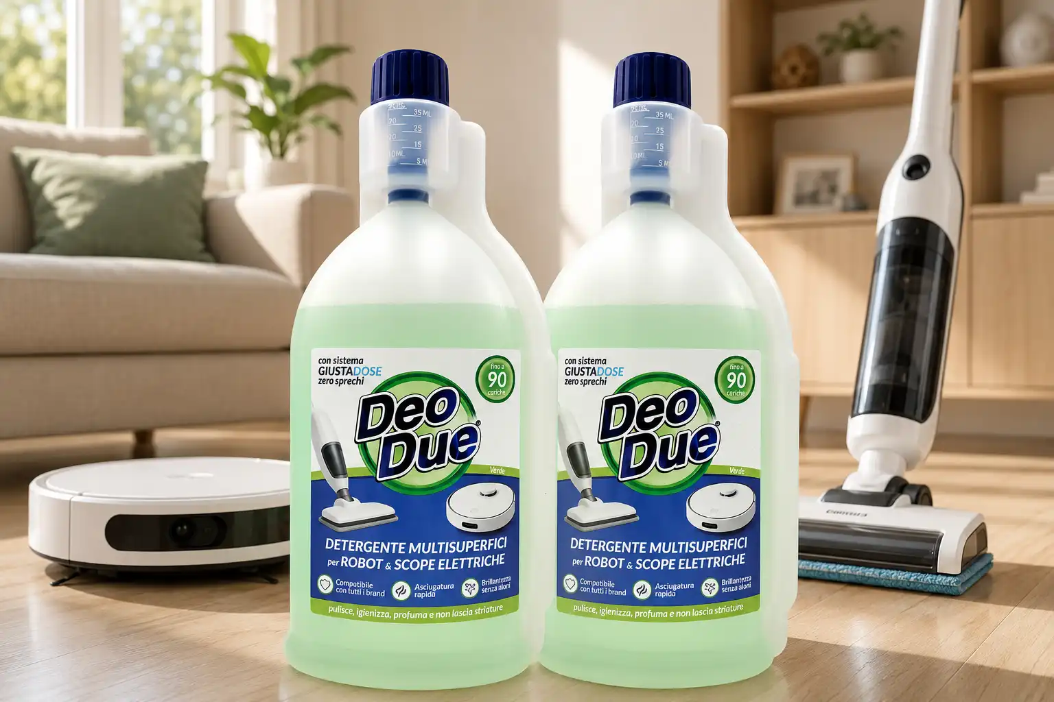 2 Deo Due Robot Scope Elettriche Verde 900ml Detergente Multisuperfici Casa