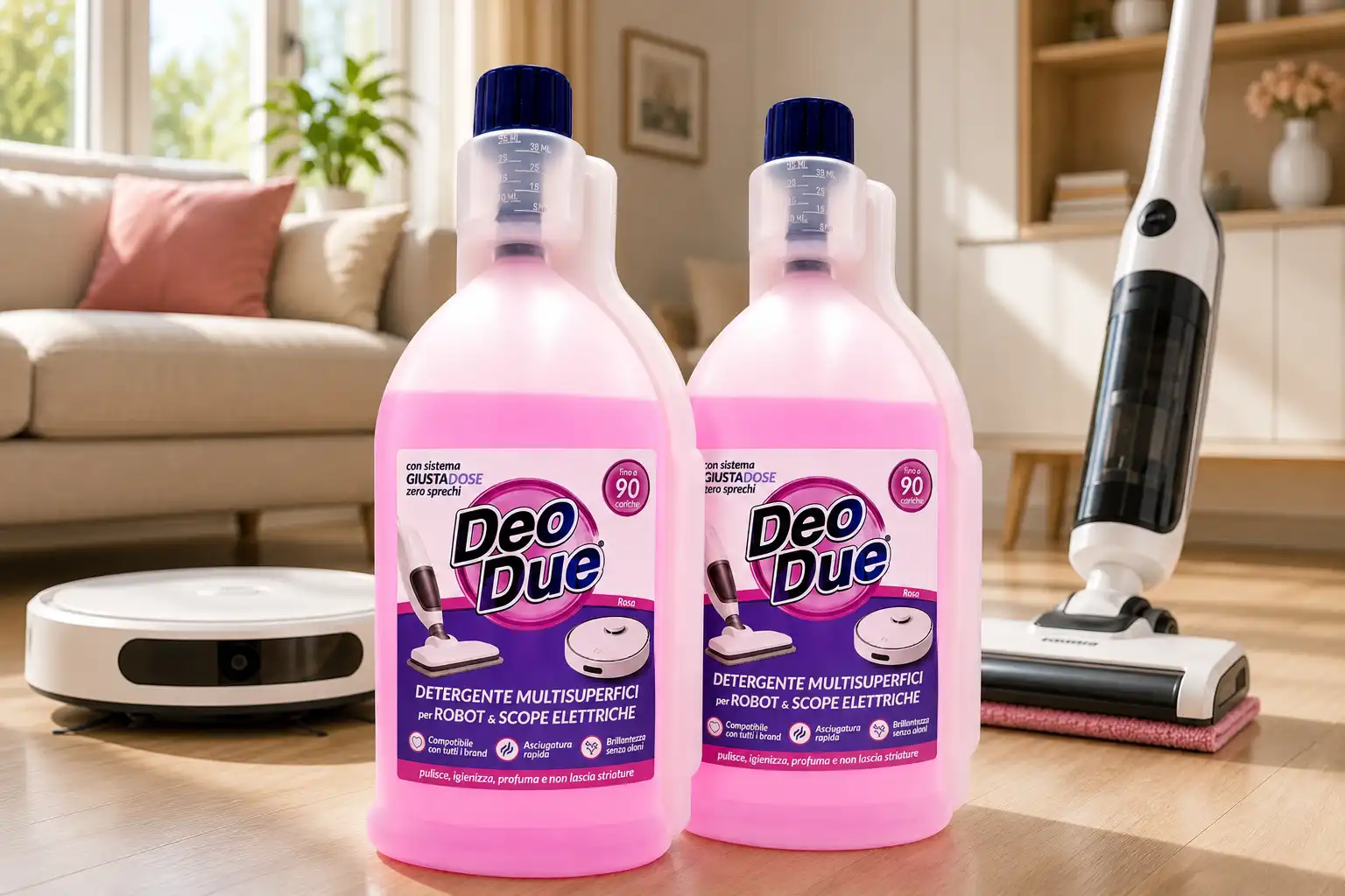 2 Deo Due Robot Scope Elettriche Rosa 900ml Detergente Multisuperfici Casa