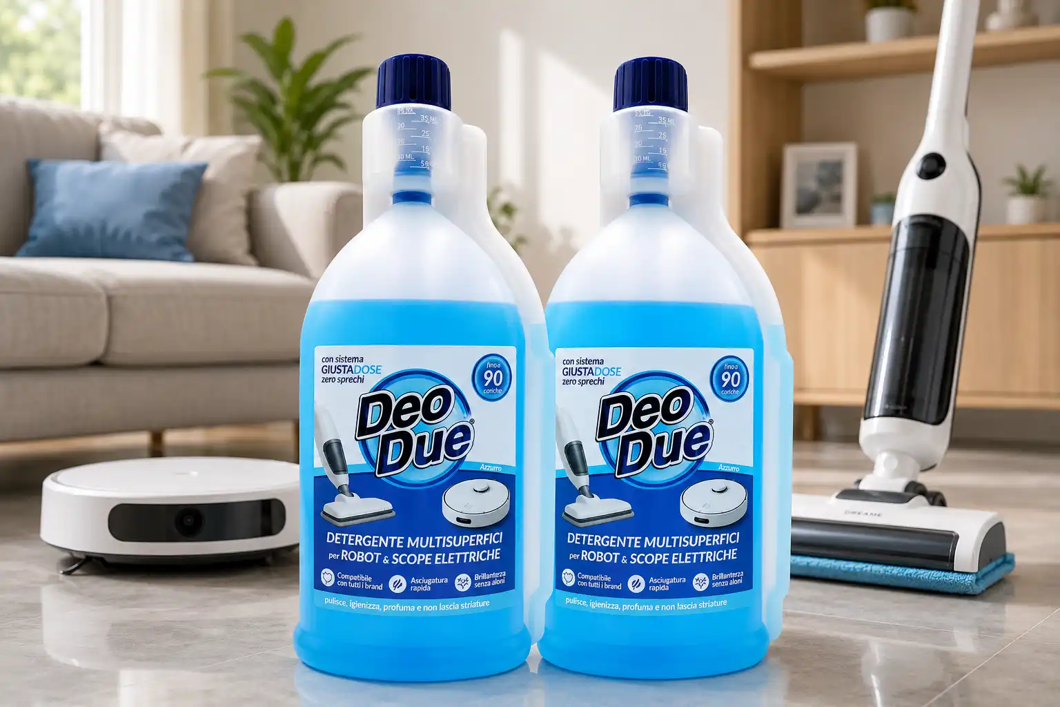 2 Deo Due Robot Scope Elettriche Blu 900ml Detergente Multisuperfici Casa