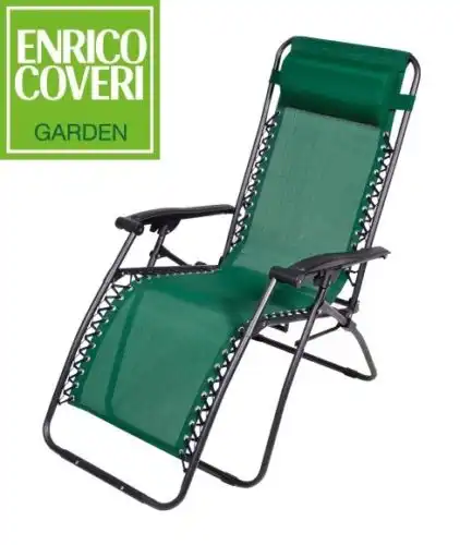 Sedia Sdraio Relax Reclinabile con poggiapiedi Struttura Acciaio Textilene VERDE