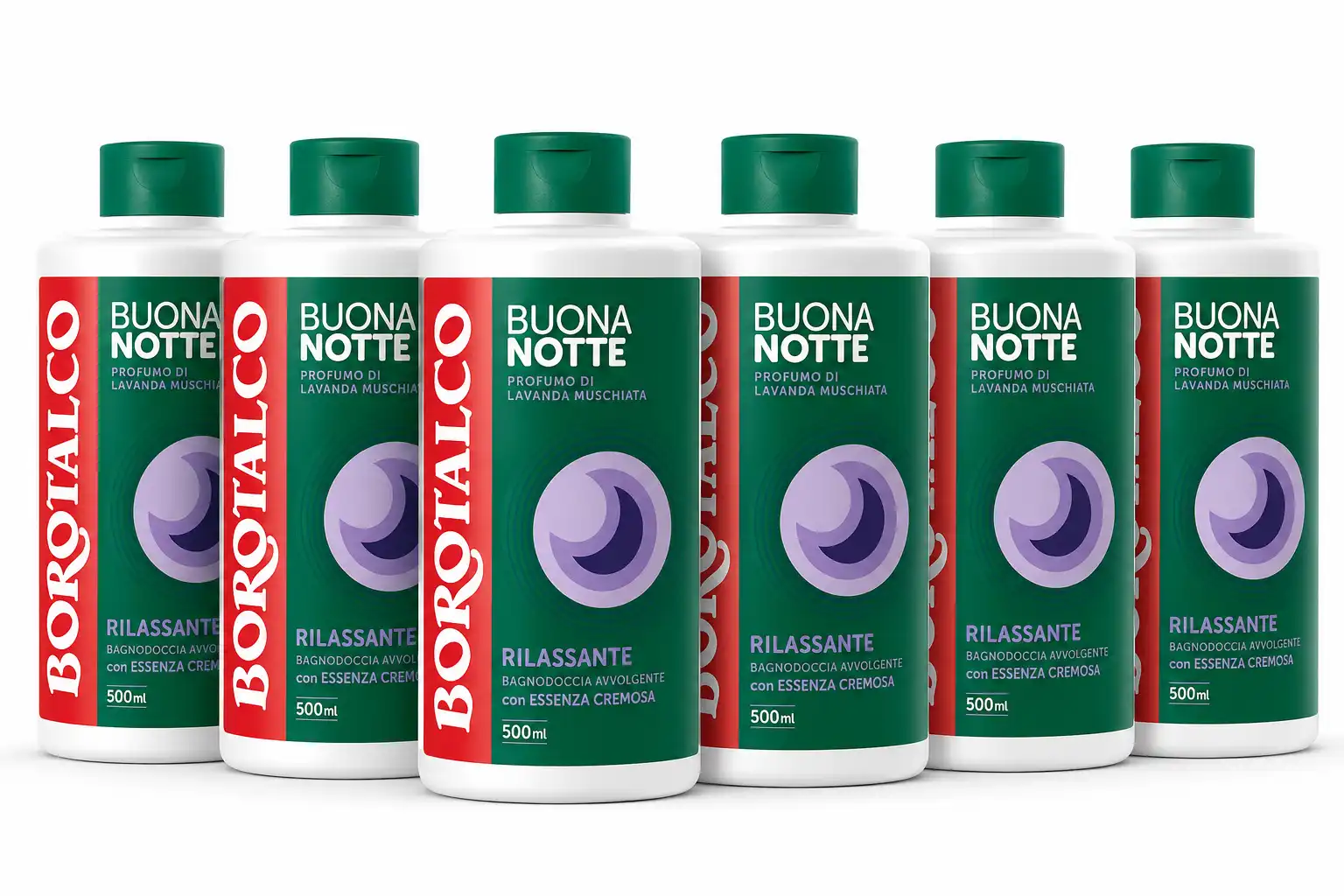 6 Borotalco Bagnodoccia Buonanotte Lavanda Muschiata Relax Flaconi 500ml Set