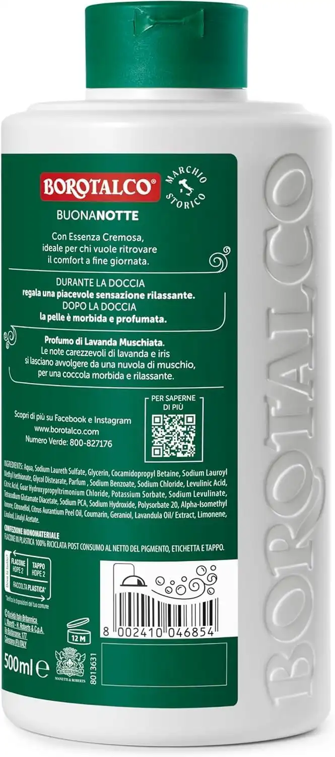 6 Borotalco Bagnodoccia Buonanotte Lavanda Muschiata Relax Flaconi 500ml Set