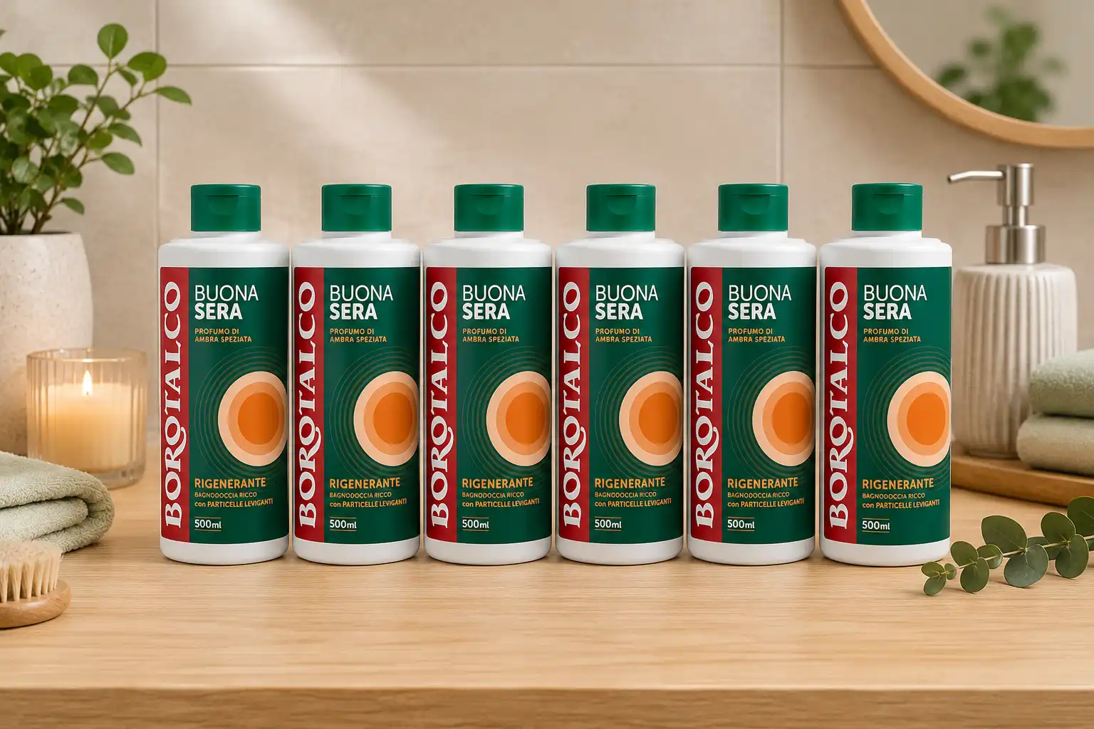 6 Borotalco Buonasera Ambra Speziata Bagnodoccia Rigenerante 500ml Set Maxi
