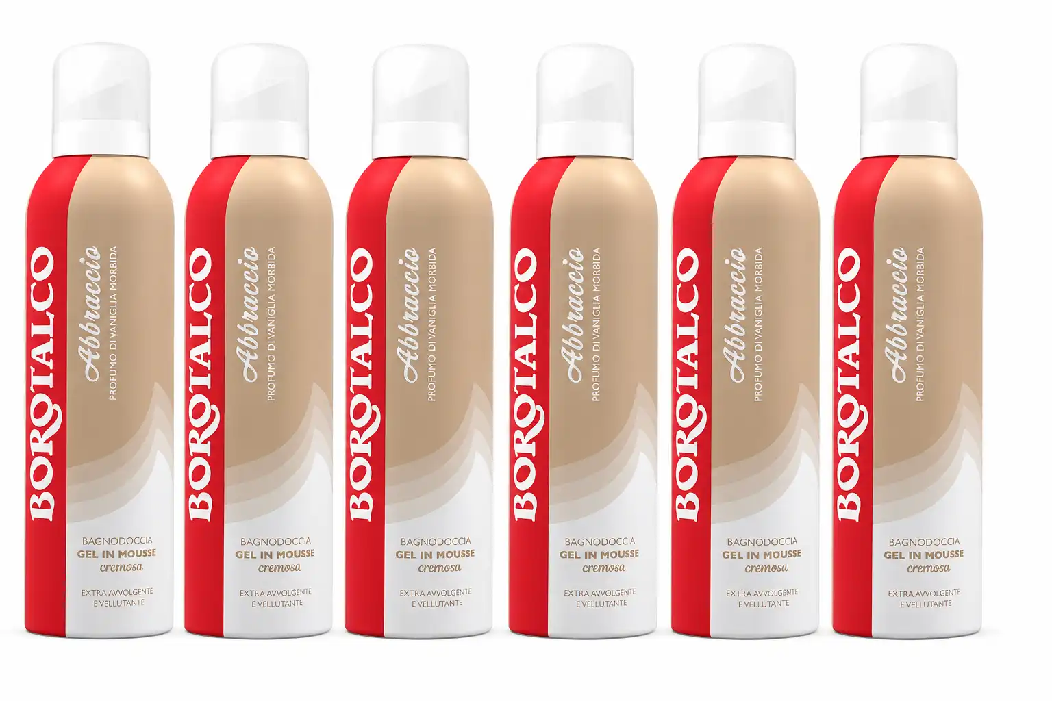 6 Borotalco Doccia Mousse Vaniglia Morbida 200ml Gel Corpo Cremoso Schiuma Lux