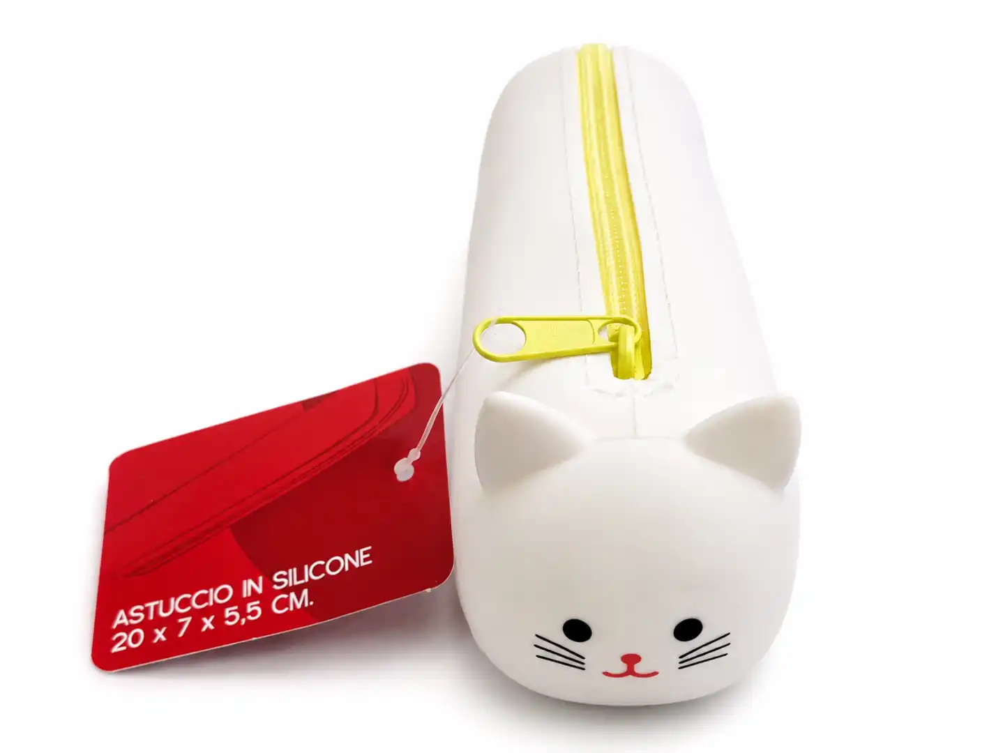 Astuccio Silicone Gatto Bianco 20x7x5,5 cm Portapenne Scuola Custodia Morbida XL