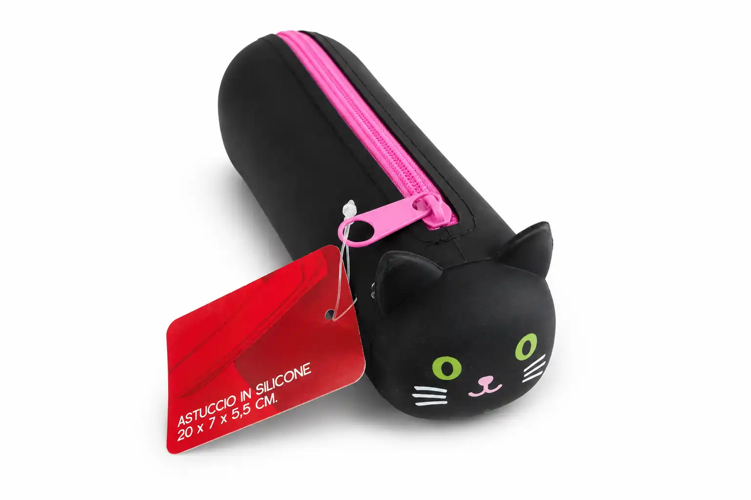 Astuccio Silicone Gatto Nero 20x7x5,5 cm Portapenne Scuola Custodia Morbida XL