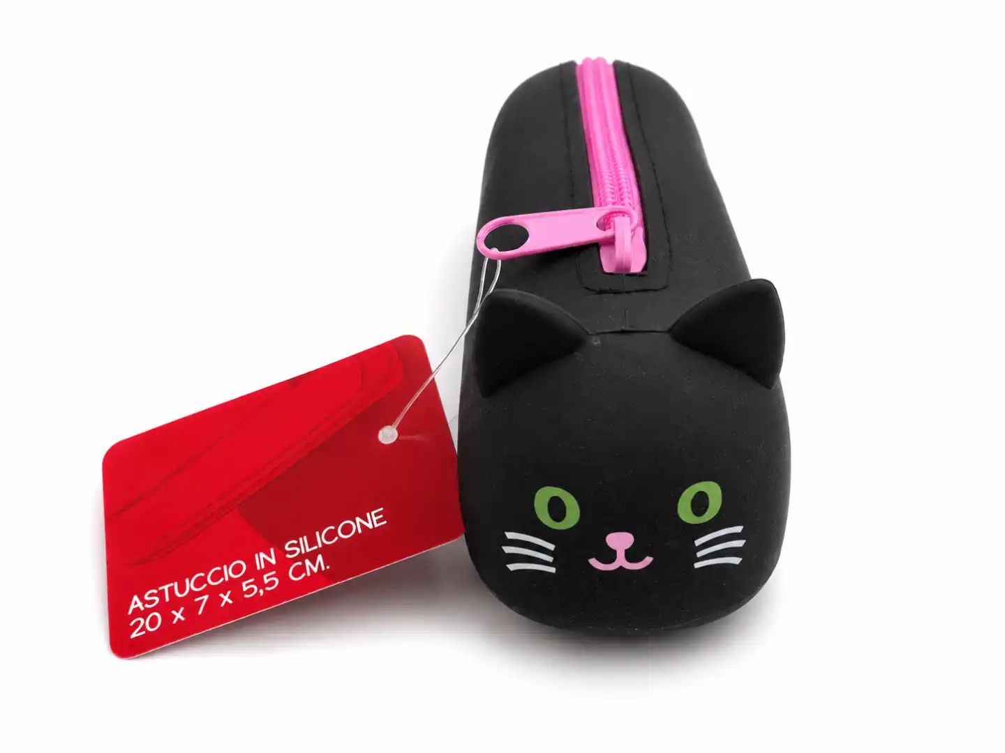 Astuccio Silicone Gatto Nero 20x7x5,5 cm Portapenne Scuola Custodia Morbida XL