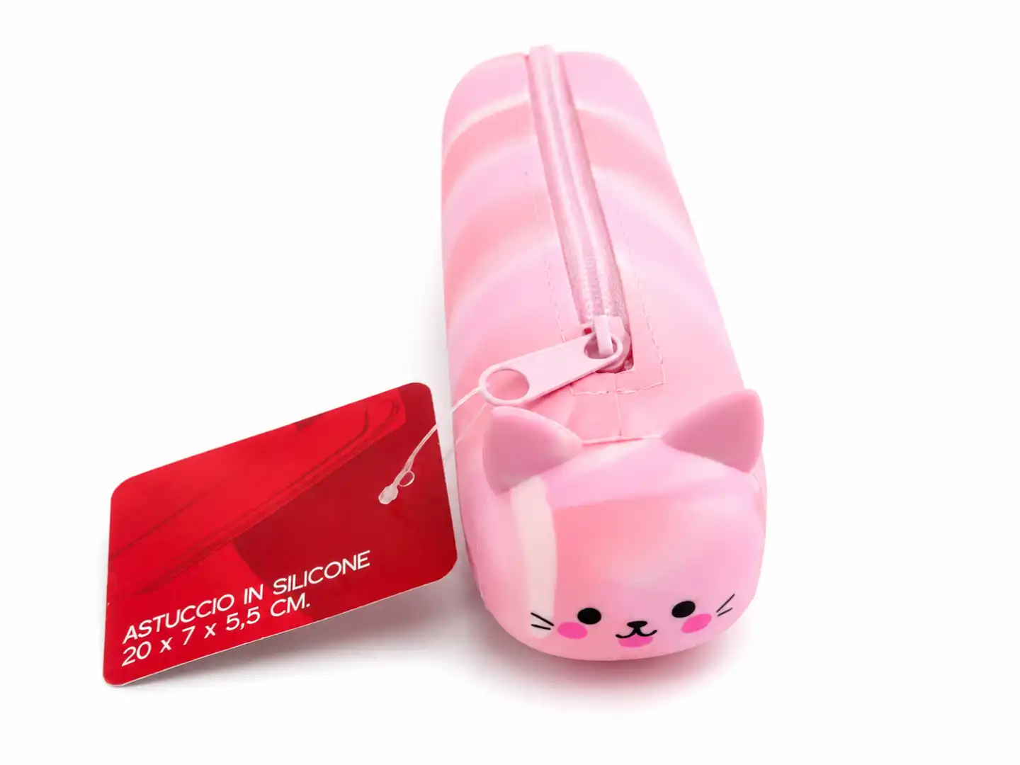 Astuccio Silicone Gatto Rosa Pastello 20x7x5,5 cm Portapenne Scuola Custodia XL.