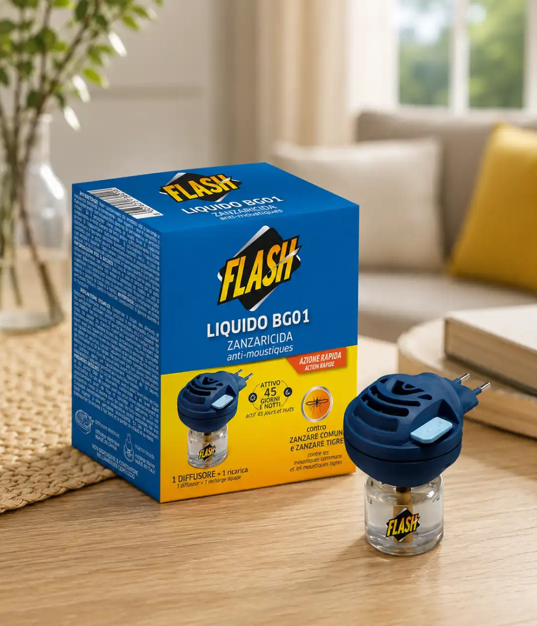 6 Pezzi Flash Diffusore+Ricarica BG01 35ml 45 Notti Antizanzare Casa Interni XLA
