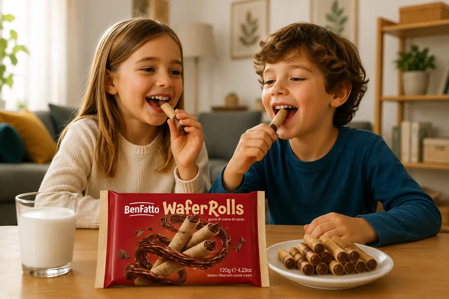 13 Pezzi Benfatto WaferRolls Con Crema 120Gr Wafer Croccanti Snack Golosi