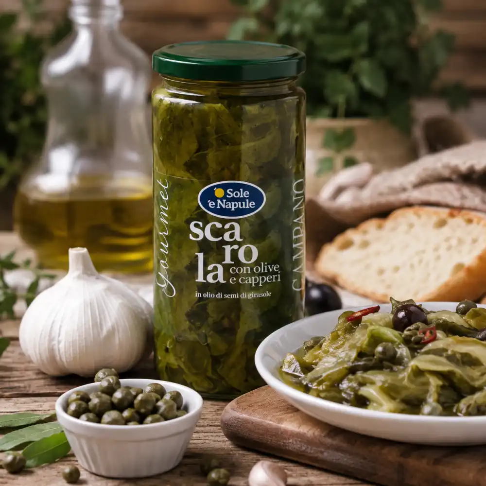 4 Pezzi O Sole e Napule Scarole con Olive e Capperi 540Gr Contorno Italiano
