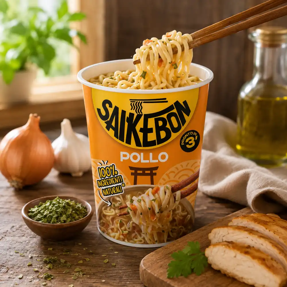 8 Pezzi Star Saikebon Nudolini Pollo Verdure 79Gr Noodles Istantanei Cup