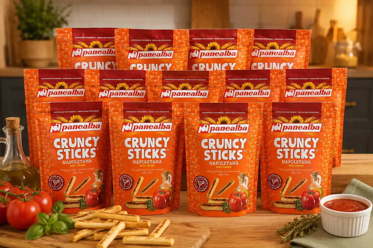 12 Pezzi Panealba Crunchy Sticks Napoletana 75Gr Snack Croccanti Al Forno Mix