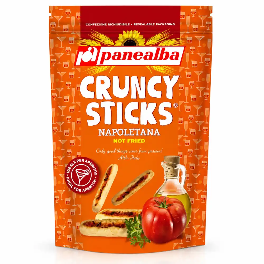 12 Pezzi Panealba Crunchy Sticks Napoletana 75Gr Snack Croccanti Al Forno Mix