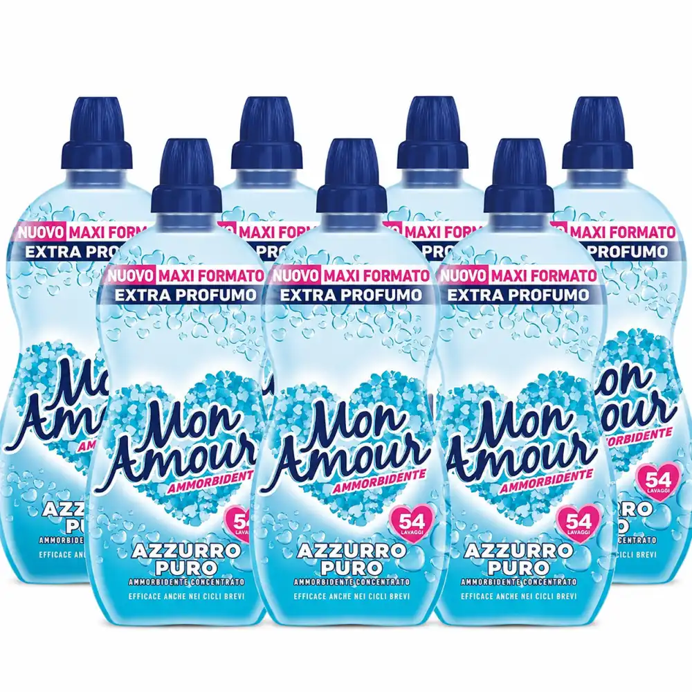 6 Pezzi Mon Amour Ammorbidente Concentrato 1350Ml Azzurro Puro 324 Lavaggi