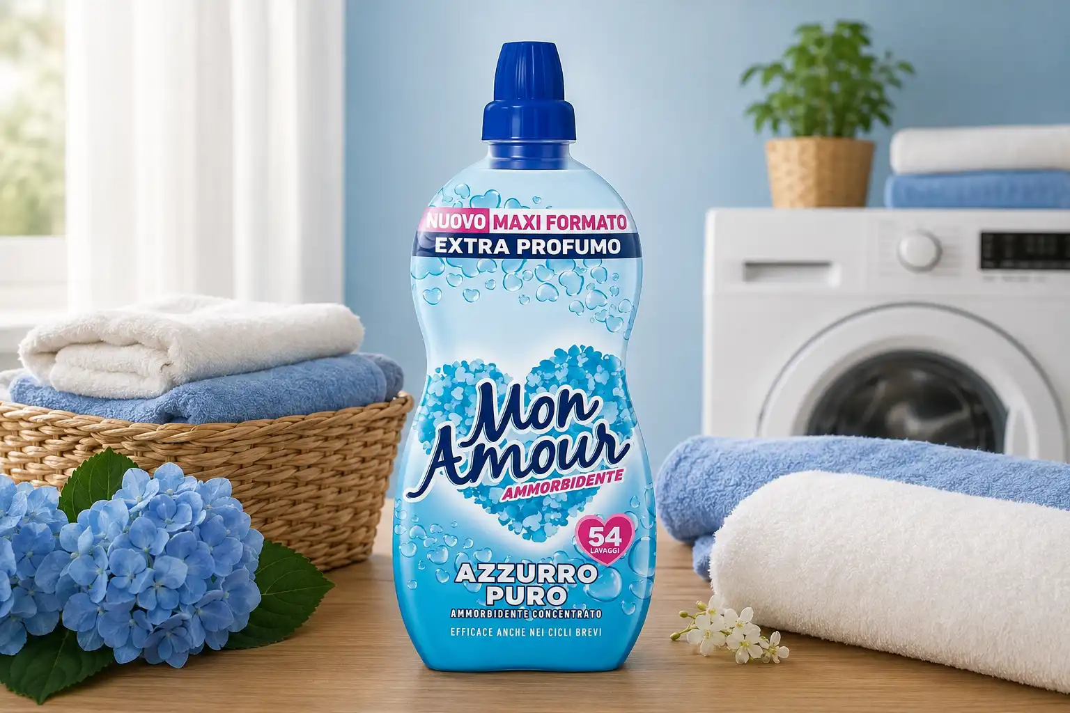 6 Pezzi Mon Amour Ammorbidente Concentrato 1350Ml Azzurro Puro 324 Lavaggi