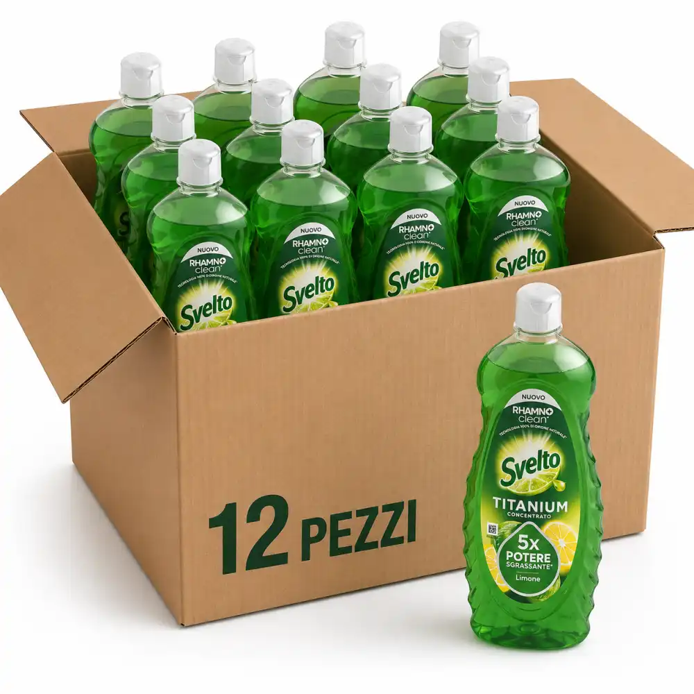 12 Pezzi Svelto Piatti Titanium Limone 650Ml Detersivo Sgrassante Potente Mix