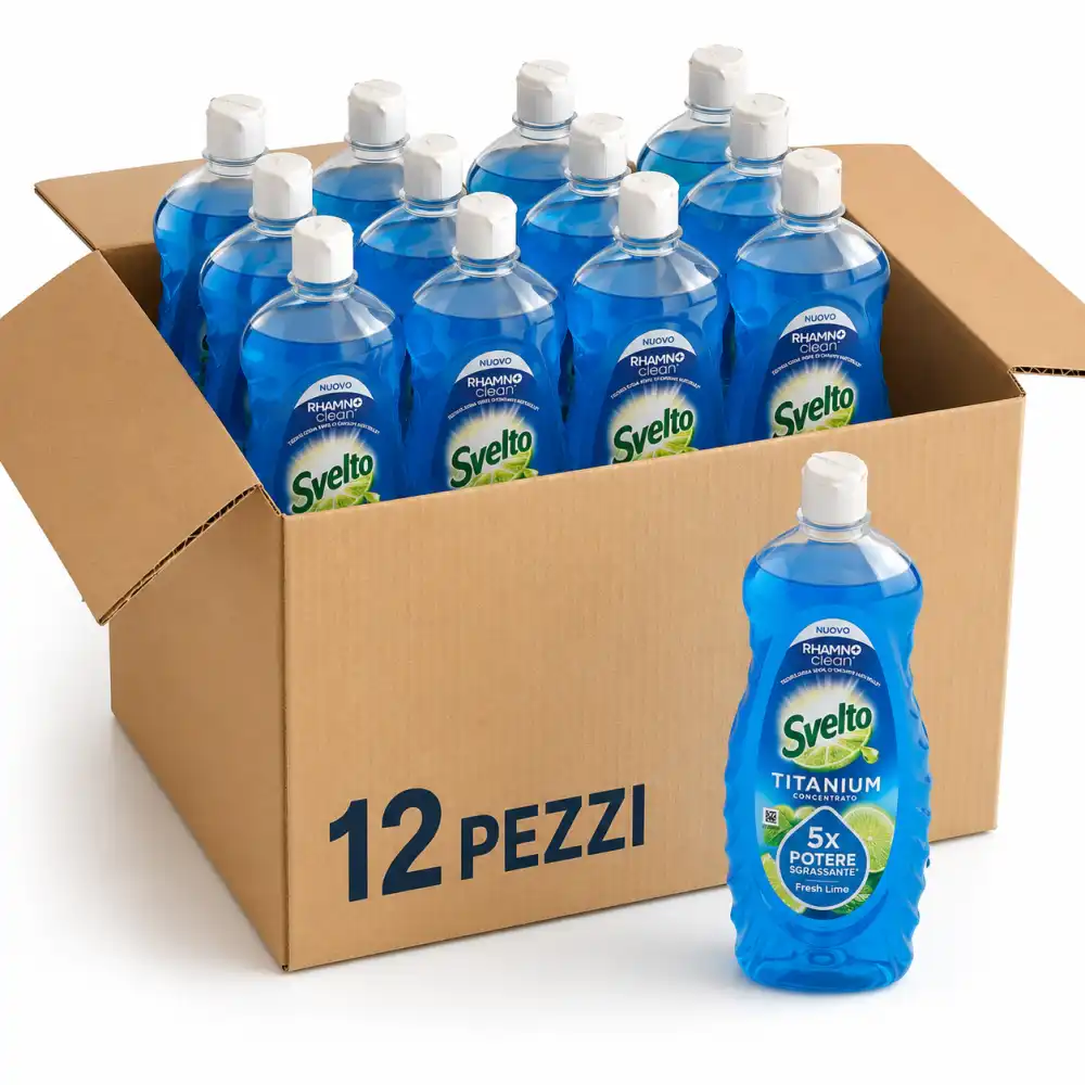 12 Pezzi Svelto Piatti Titanium Fresh Lime 650Ml Detersivo Sgrassante Potente