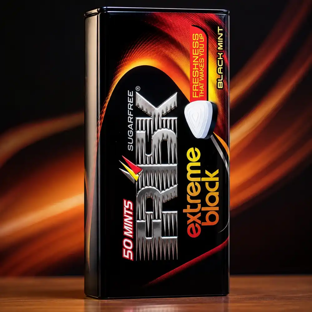 12 Pezzi Perfetti Frisk Extreme Black 35Gr Pastiglie Menta Senza Zucchero Mix