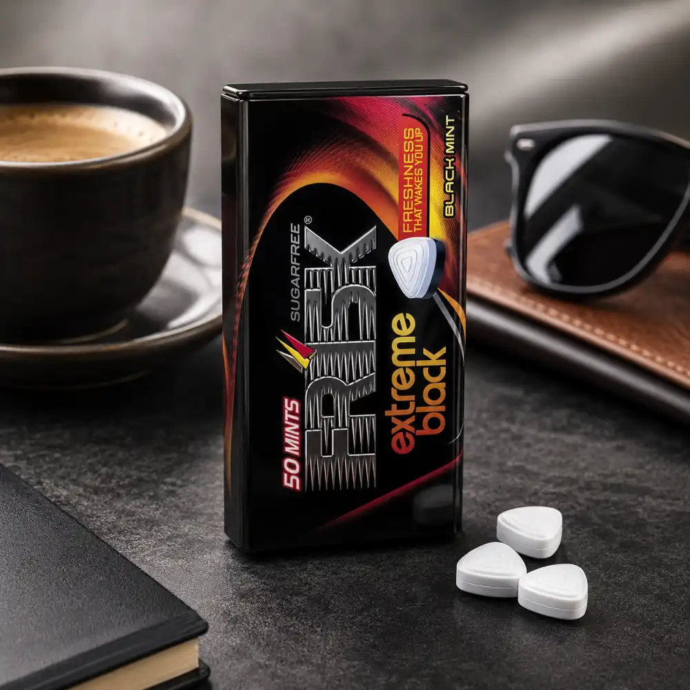12 Pezzi Perfetti Frisk Extreme Black 35Gr Pastiglie Menta Senza Zucchero Mix