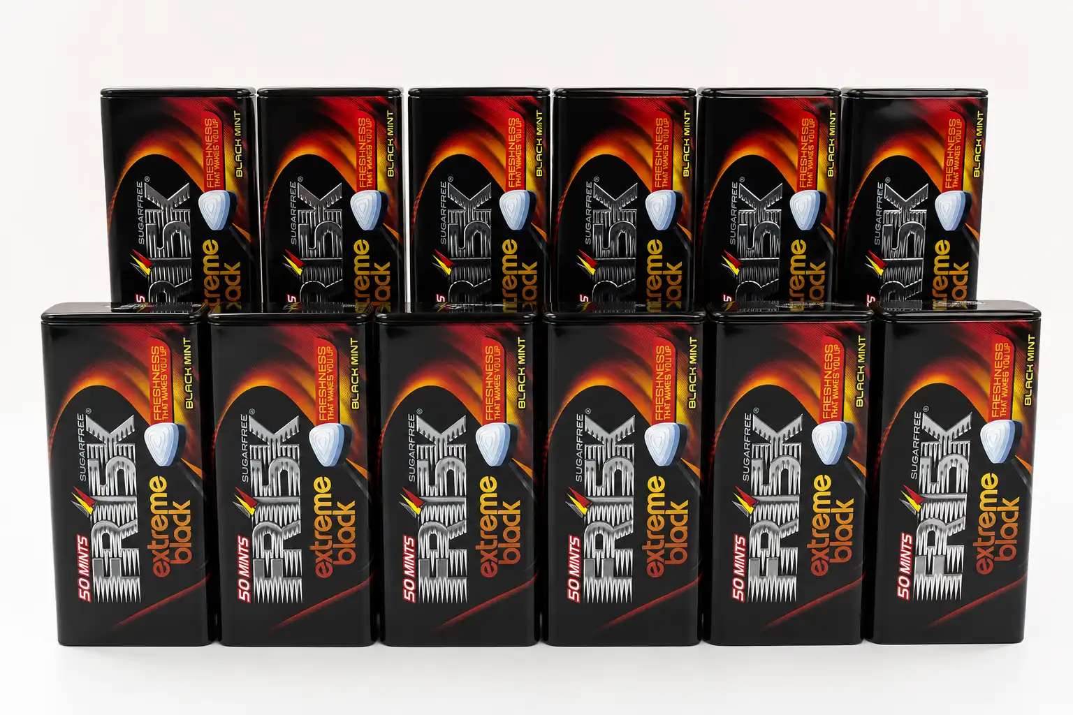 12 Pezzi Perfetti Frisk Extreme Black 35Gr Pastiglie Menta Senza Zucchero Mix