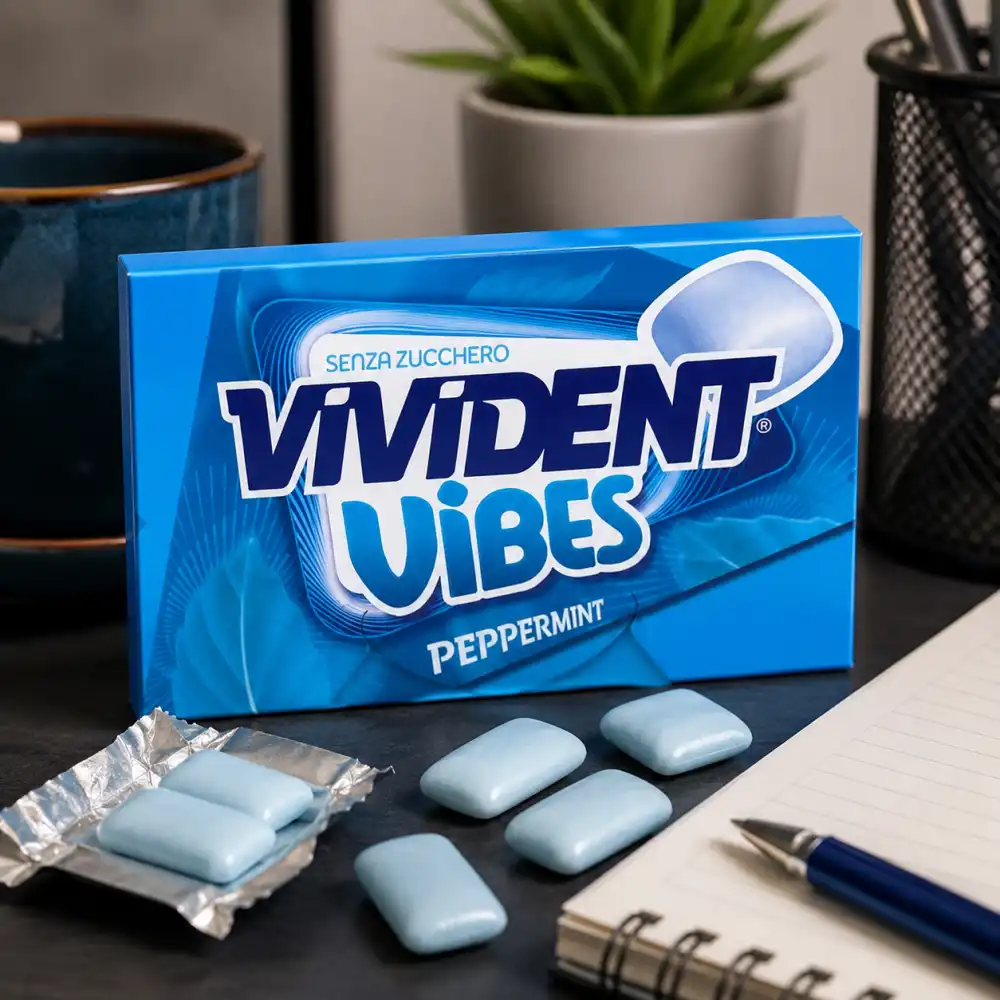 15 Perfetti Vivident Vibes Peppermint 23Gr Chewing Gum Senza Zucchero Fresh Mix