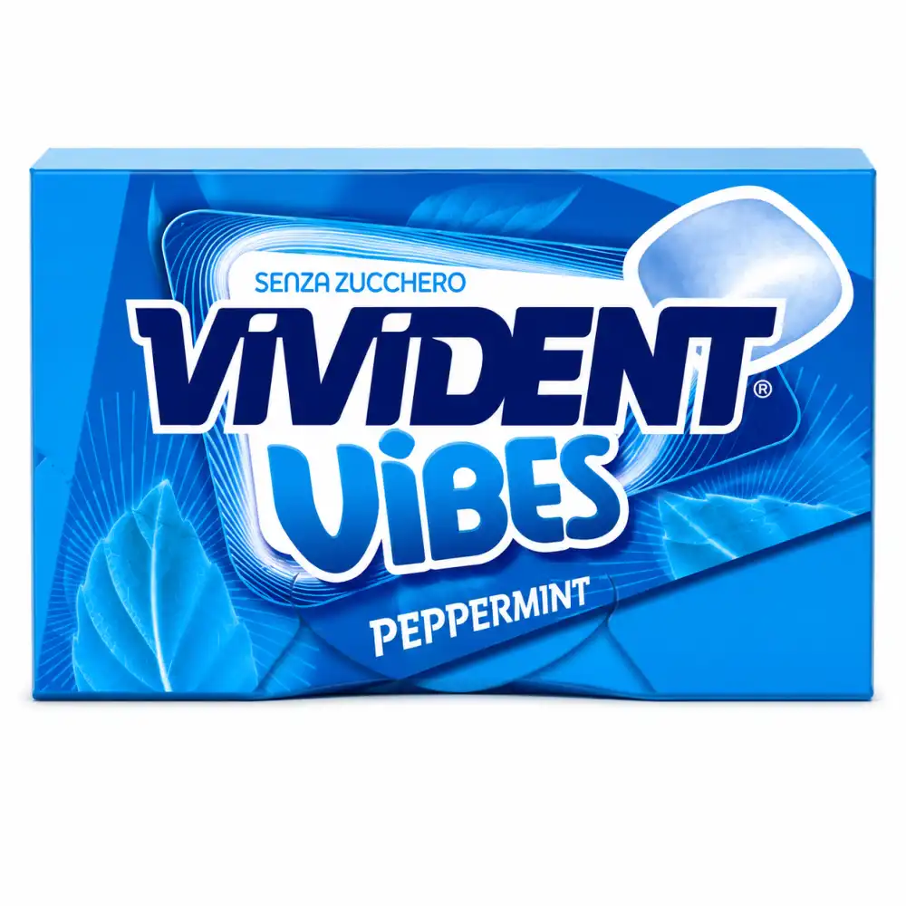 15 Perfetti Vivident Vibes Peppermint 23Gr Chewing Gum Senza Zucchero Fresh Mix