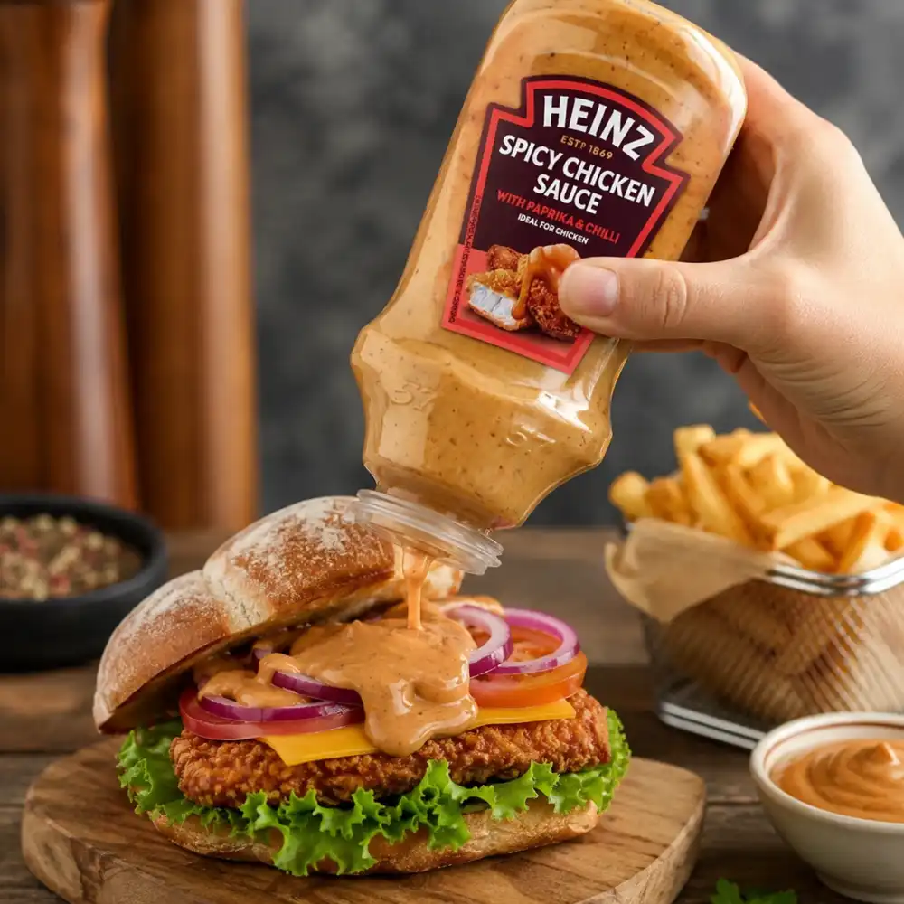 8 Heinz Spicy Chicken Sauce 220Gr Salsa Piccante Paprika Chili Top Down Bott.